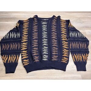 Vintage 3D Textured Knit Sweater Multicolor 90s Cosby Biggie K. Cosa XL Hip Hop
